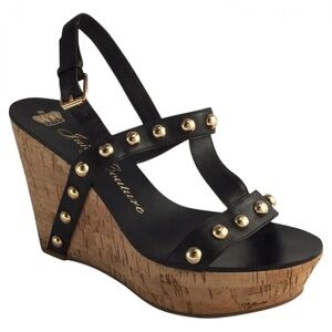 Juicy Couture‎ Black Studded Women's Wedges Vintage Y2k Size 6 NWOT